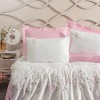 Cotton Box 3D Nakışlı Saten Çift Kişilik Nevresim Takımı Jolie Pembe Cotton Box 3D Nakışlı Saten Çift Kişilik Nevresim Takımı Jolie Pembe