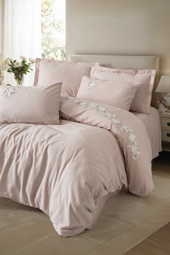 Cotton Box 3D Nakışlı Saten Çift Kişilik Nevresim Takımı Zena Lila