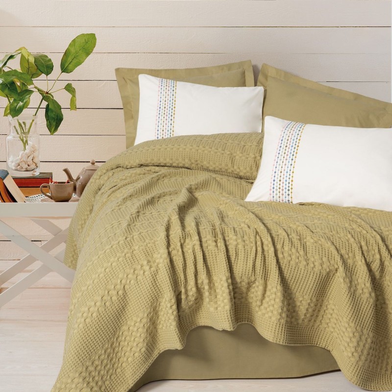 Cotton Box Aura Çift Kişilik Pike Takımı Pebble Hardal