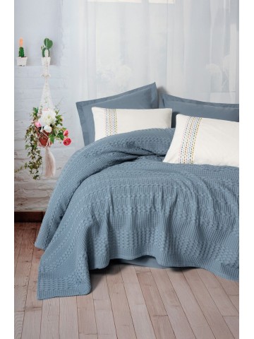 Cotton Box Aura Çift Kişilik Pike Takımı Pebble indigo