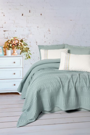 Cotton Box Aura Çift Kişilik Pike Takımı Pebble Mint
