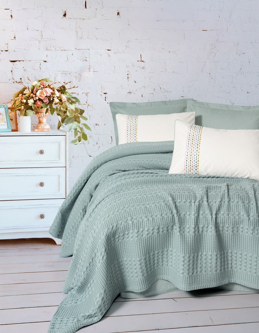 Cotton Box Aura Çift Kişilik Pike Takımı Pebble Mint Cotton Box Aura Çift Kişilik Pike Takımı Pebble Mint