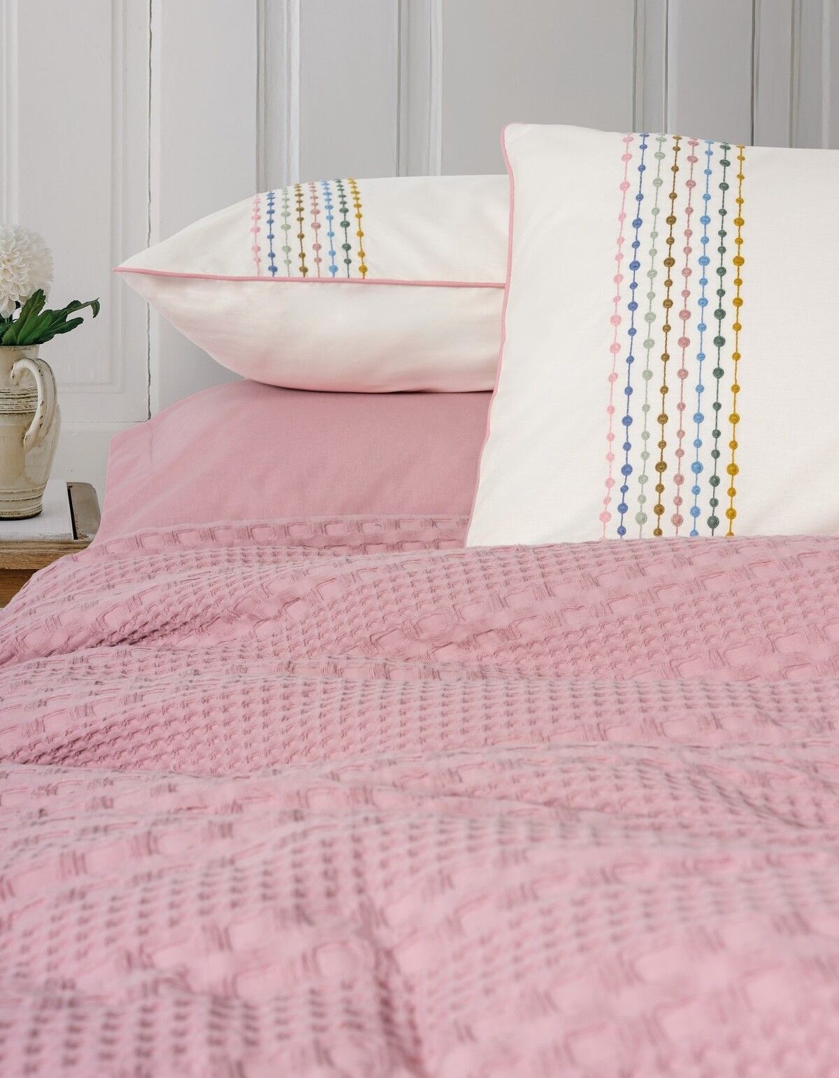 Cotton Box Aura Çift Kişilik Pike Takımı Pebble Pembe