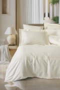Cotton Box Brode Nakışlı Saten Çift Kişilik Nevresim Takımı Luxe Ekru