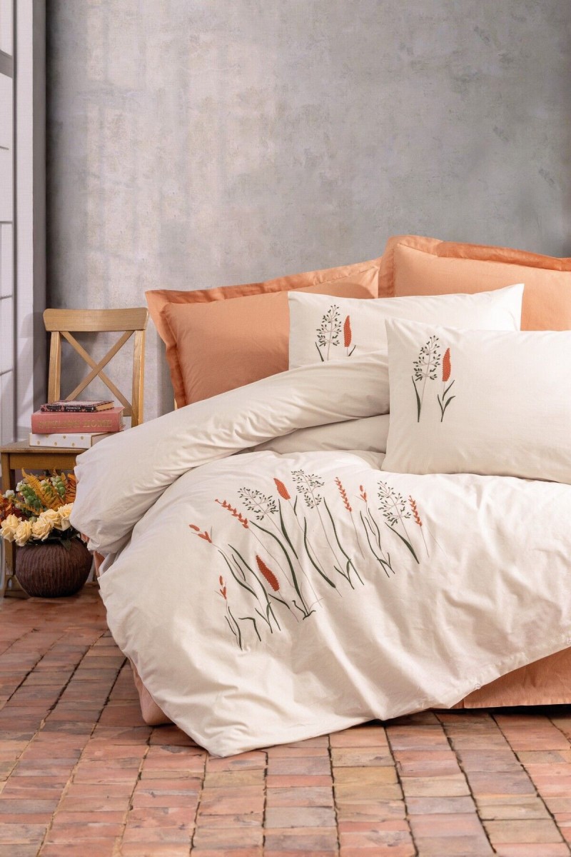 Cotton Box Brode Serisi Çift Kişilik Nevresim Takımı Maia Karamel