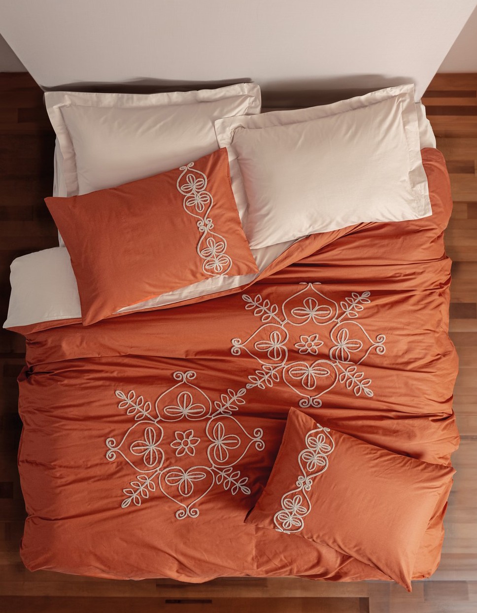Cotton Box Brode Serisi Çift Kişilik Nevresim Takımı Tiva Bej