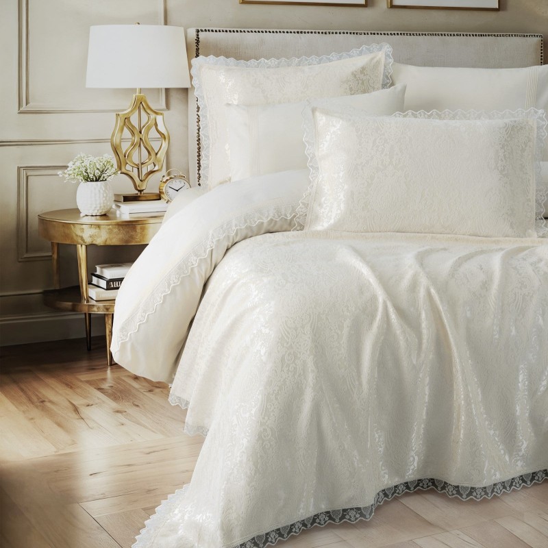 Cotton Box Chi Çift Kişilik Pikeli Nevresim Takımı Velora Krem