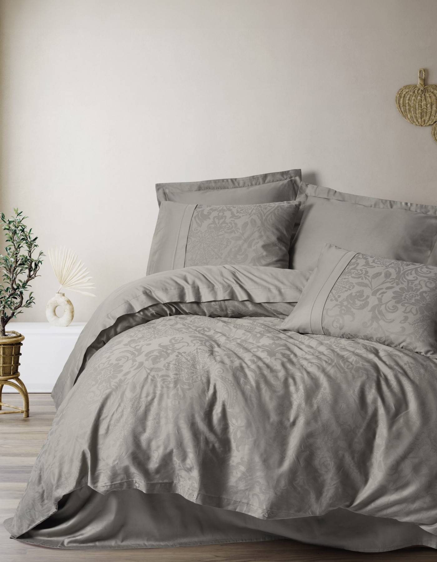 Cotton Box Çift Kişilik Jakarlı Pamuk Saten Nevresim Takımı Demure Vizon Cotton Box Çift Kişilik Jakarlı Pamuk Saten Nevresim Takımı Demure Vizon