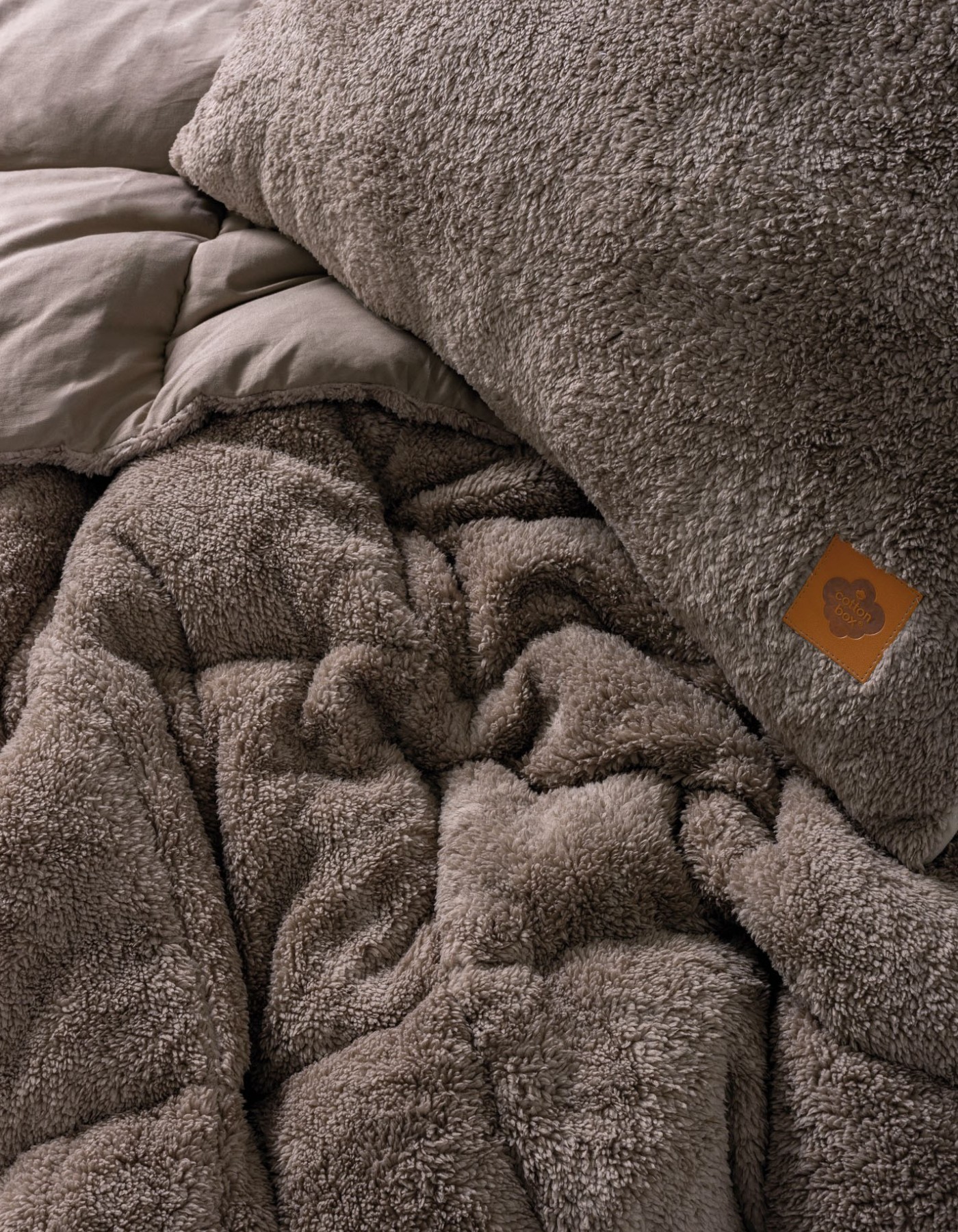 Cotton Box Çift Kişilik Peluş Yorgan Seti Bej 195x215 cm