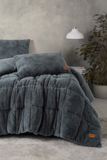 Cotton Box Çift Kişilik Peluş Yorgan Seti Gri 195x215 cm