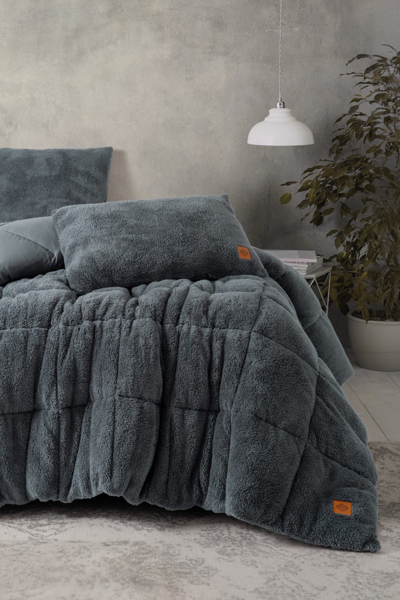 Cotton Box Çift Kişilik Peluş Yorgan Seti Gri 195x215 cm