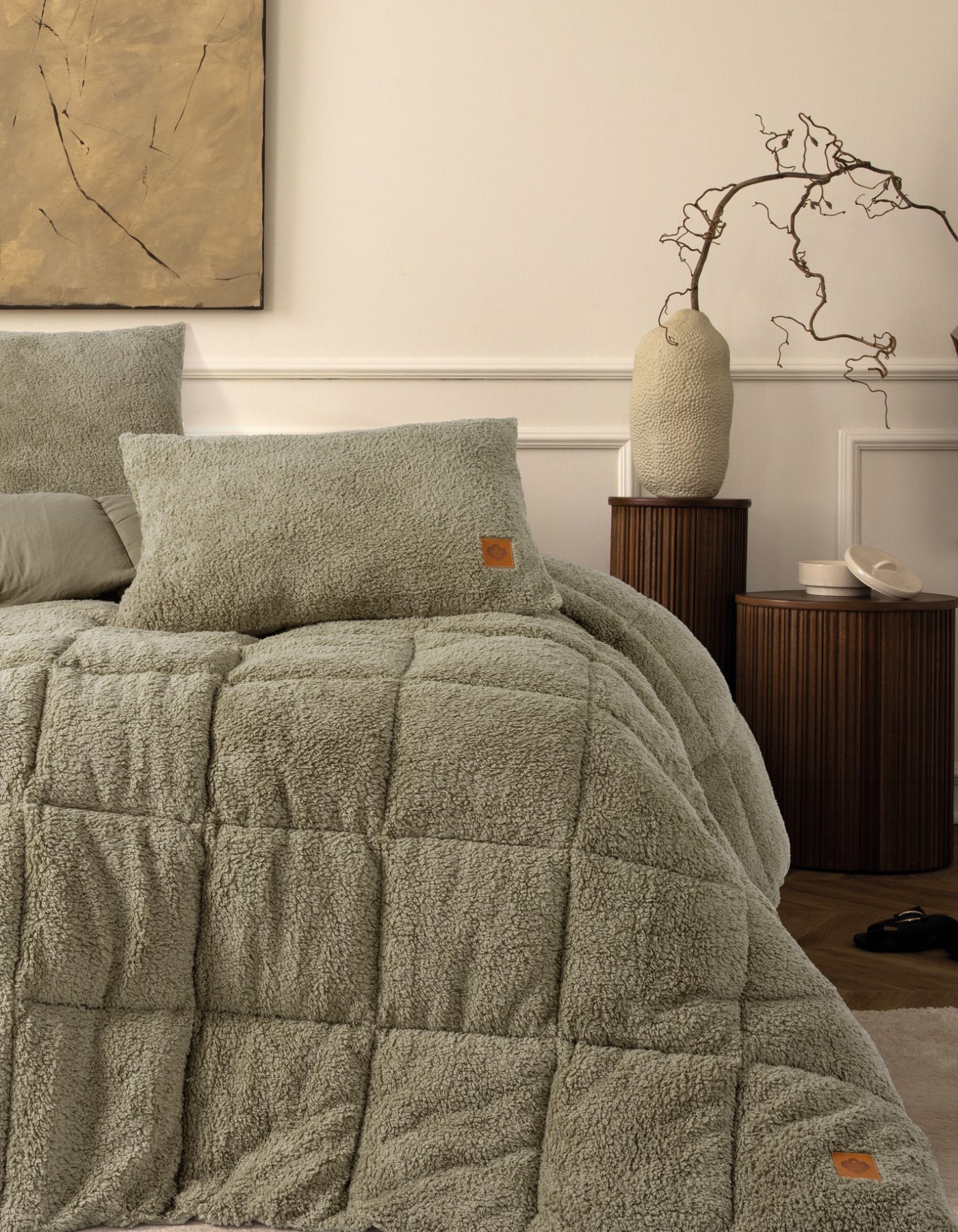 Cotton Box Çift Kişilik Peluş Yorgan Seti Taş 195x215 cm