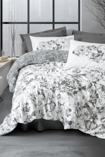 Cotton Box Dual Çift Kişilik Nevresim Takimi Florva Antrasit