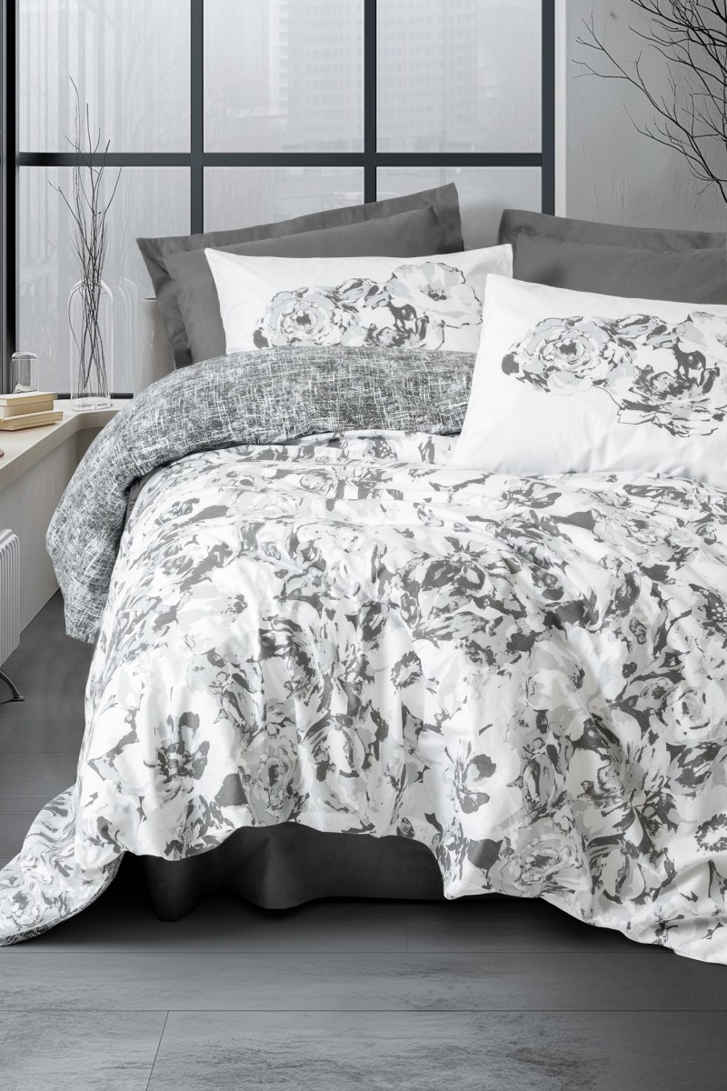 Cotton Box Dual Çift Kişilik Nevresim Takimi Florva Antrasit