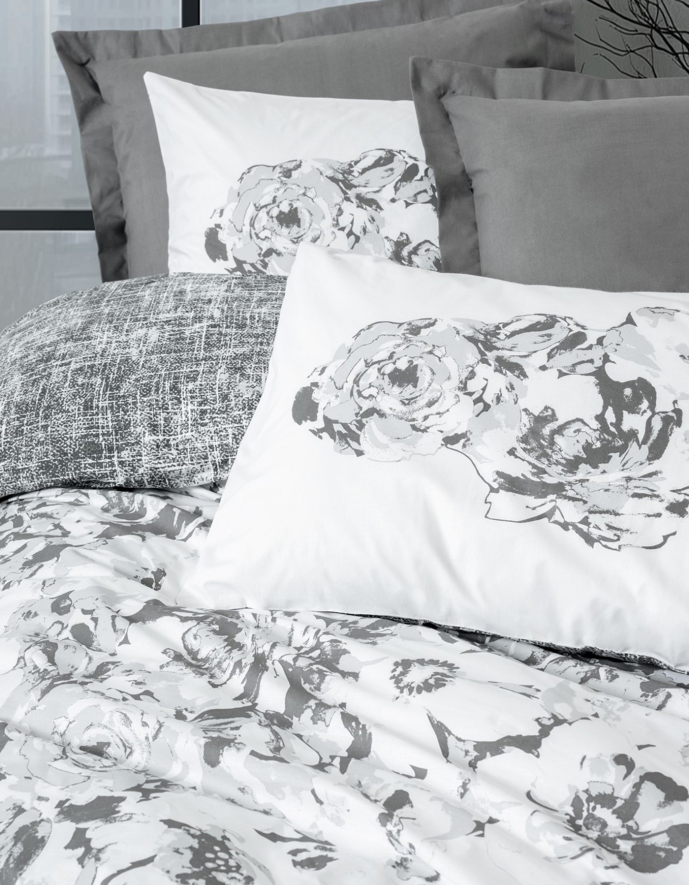 Cotton Box Dual Tek Kişilik Nevresim Takımı Florva Antrasit Cotton Box Dual Tek Kişilik Nevresim Takımı Florva Antrasit