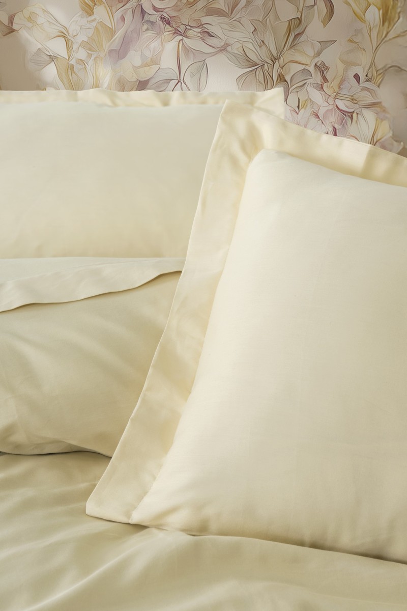 Cotton Box Elegant Saten Çift Kişilik Nevresim Takımı Bej detay görseli
