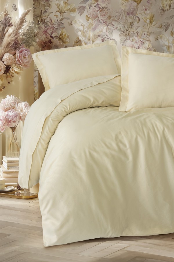 Cotton Box Elegant Saten Çift Kişilik Nevresim Takımı Bej