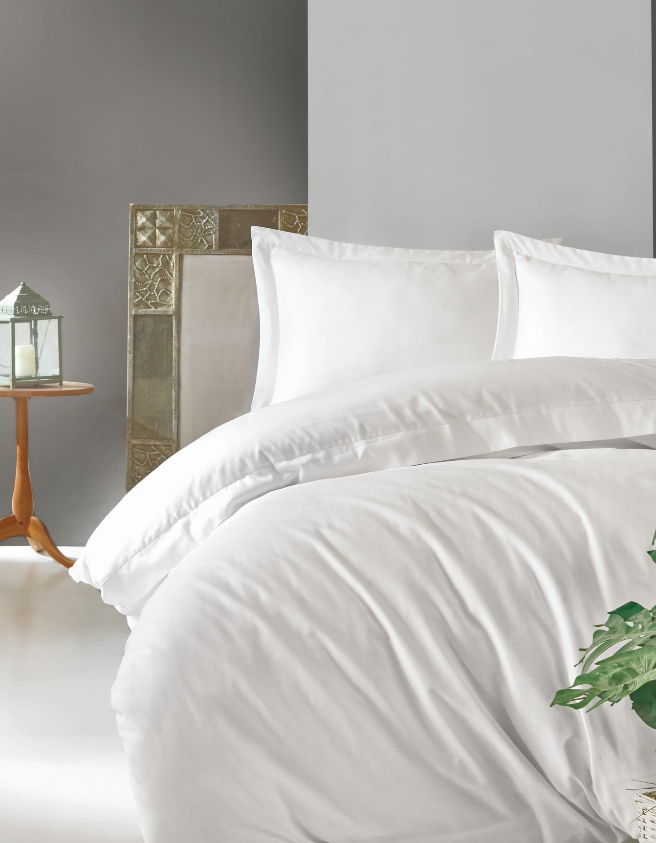 Cotton Box Elegant Saten Çift Kişilik Nevresim Takımı Beyaz