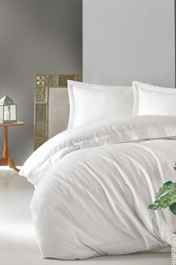 Cotton Box Elegant Saten Çift Kişilik Nevresim Takımı Beyaz