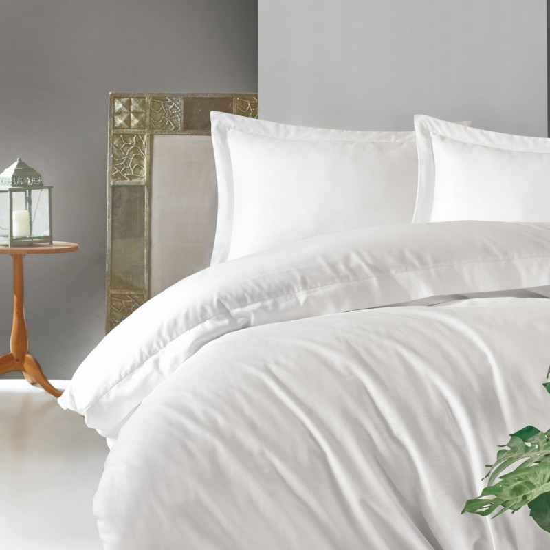 Cotton Box Elegant Saten Çift Kişilik Nevresim Takımı Beyaz