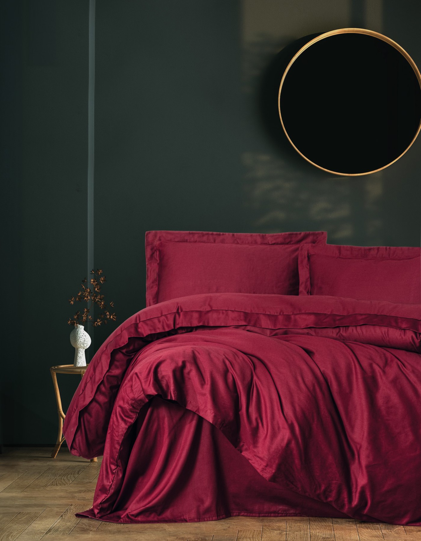 Cotton Box Elegant Saten Çift Kişilik Nevresim Takımı Bordo