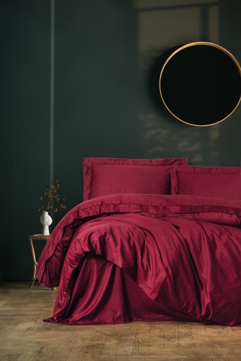 Cotton Box Elegant Saten Çift Kişilik Nevresim Takımı Bordo