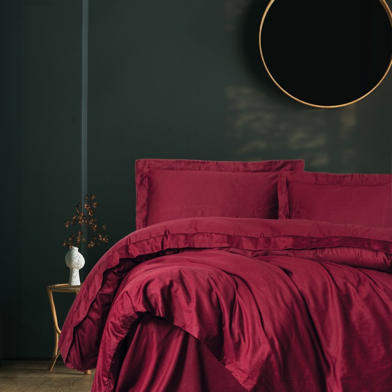 Cotton Box Elegant Saten Çift Kişilik Nevresim Takımı Bordo