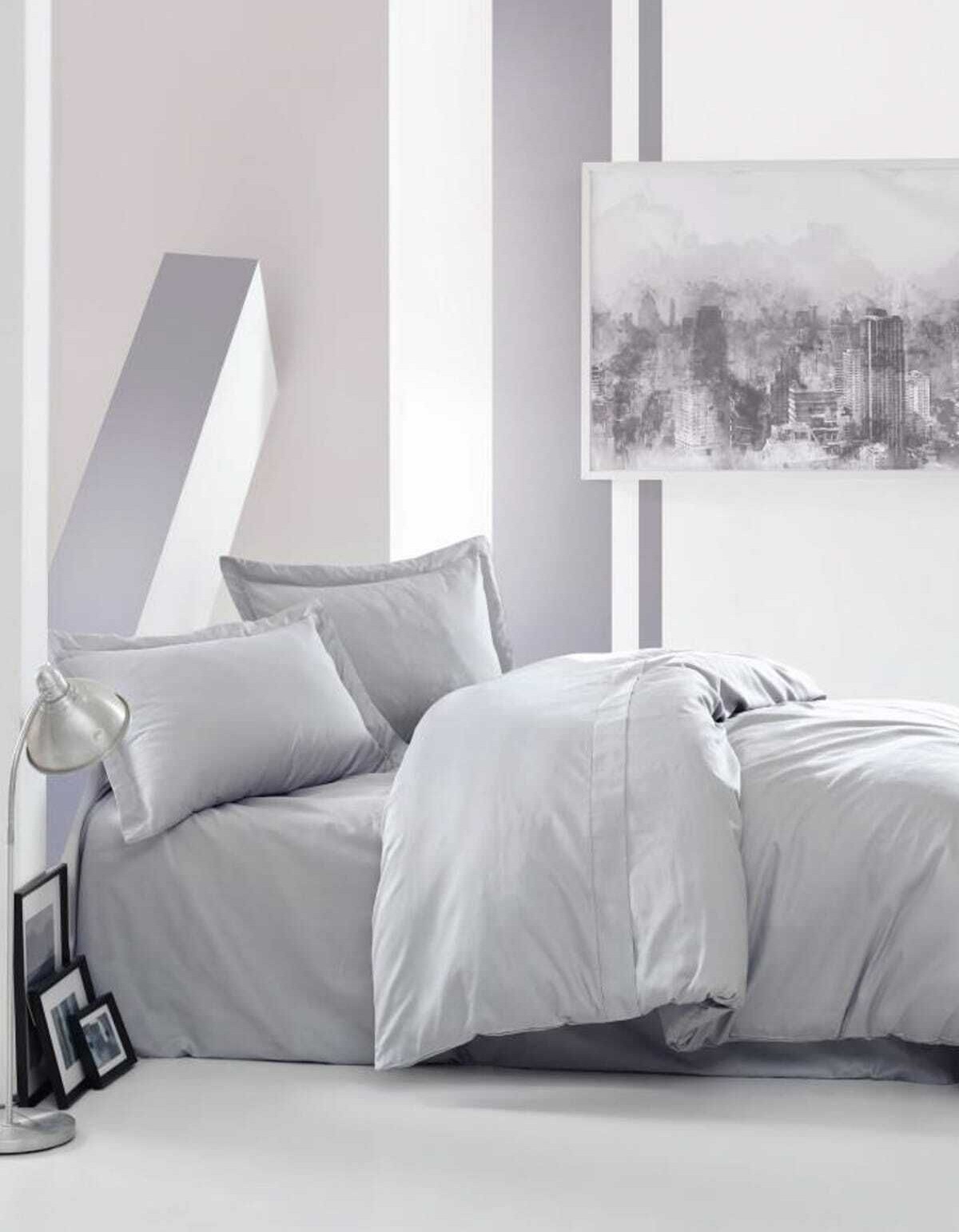 Cotton Box Elegant Saten Çift Kişilik Nevresim Takımı Gri