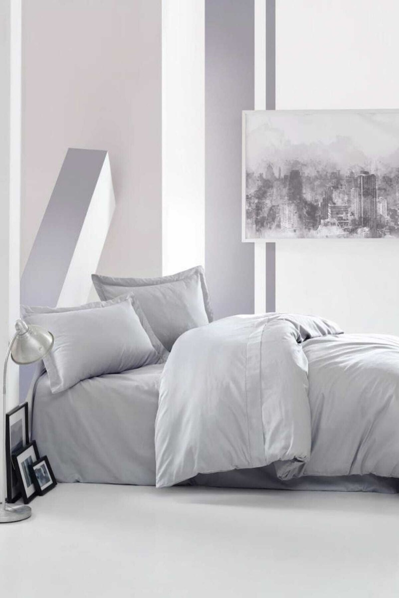 Cotton Box Elegant Saten Çift Kişilik Nevresim Takımı Gri