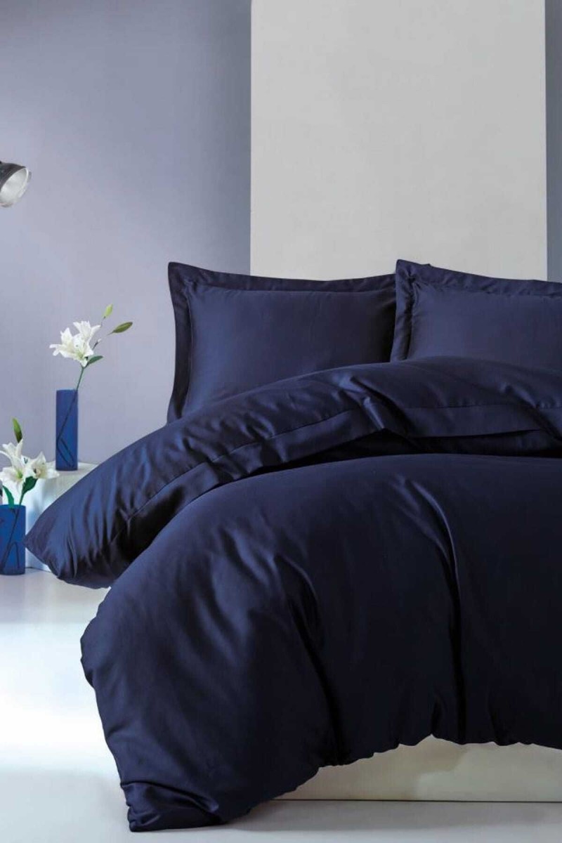 Cotton Box Elegant Saten Çift Kişilik Nevresim Takımı Lacivert