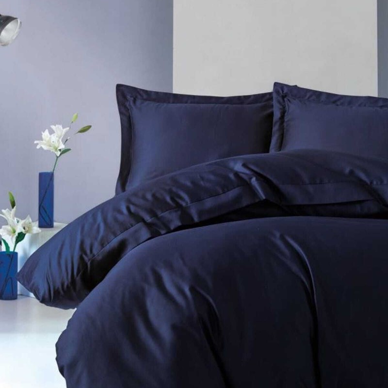 Cotton Box Elegant Saten Çift Kişilik Nevresim Takımı Lacivert