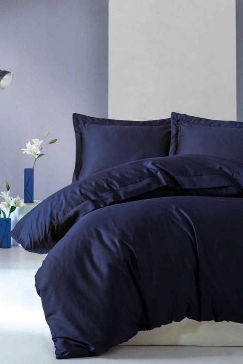 Cotton Box Elegant Saten Çift Kişilik Nevresim Takımı Lacivert