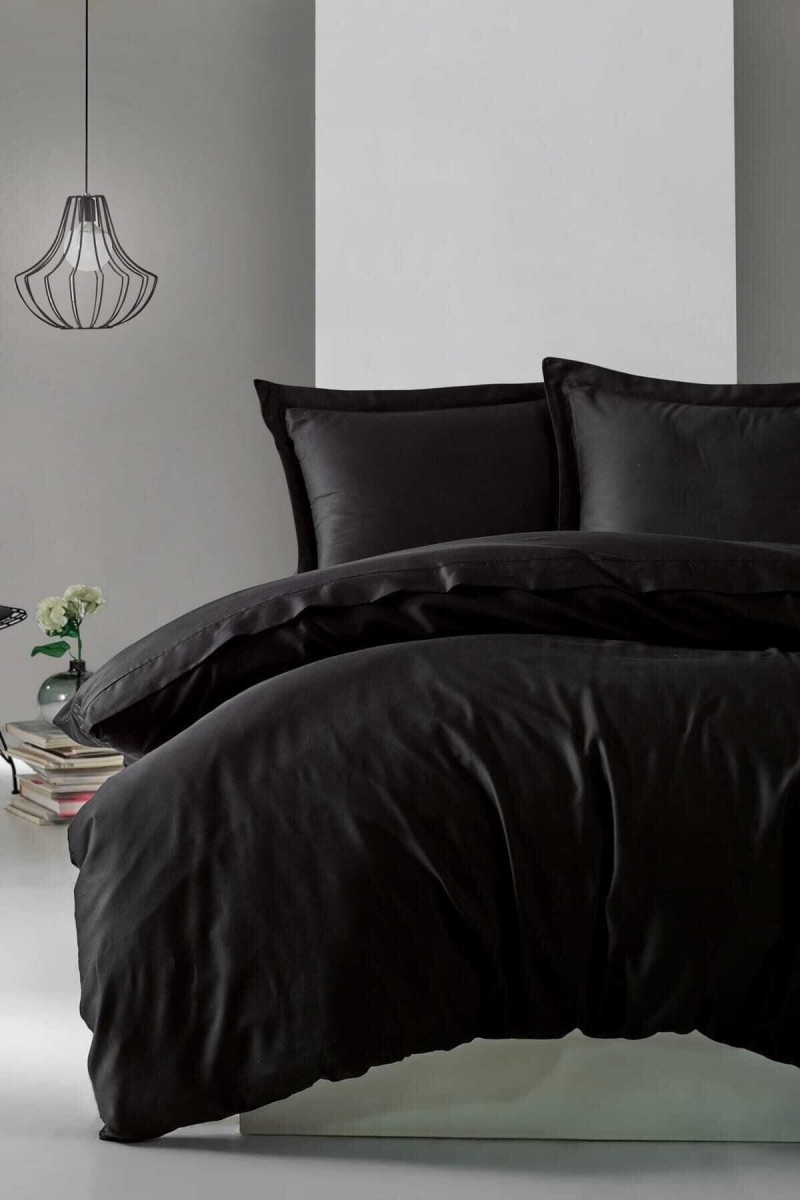 Cotton Box Elegant Saten Çift Kişilik Nevresim Takımı Siyah