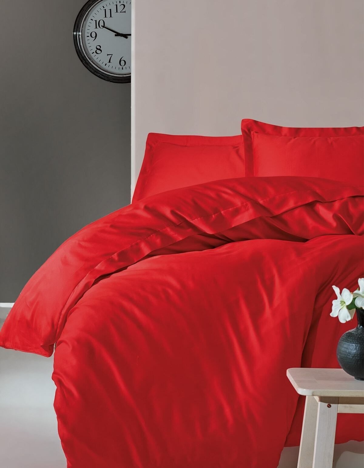 Cotton Box Elegant Saten Tek Kişilik Nevresim Takımı Kirmizi