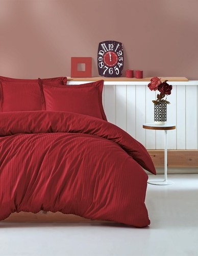 Cotton Box Elegant Stripe Çift Kişilik Nevresim Takımı Saten Bordo Cotton Box Elegant Stripe Çift Kişilik Nevresim Takımı Saten Bordo