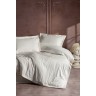 Cotton Box Elegant Stripe Çift Kişilik Nevresim Takımı Saten Ekru