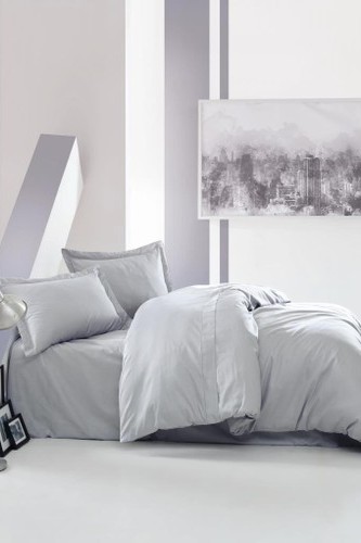 Cotton Box Elegant Stripe Çift Kişilik Nevresim Takımı Saten Gri