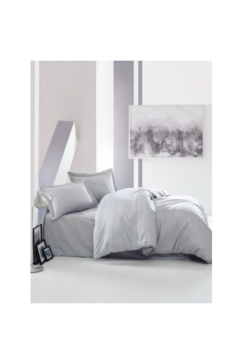 Cotton Box Elegant Stripe Çift Kişilik Nevresim Takımı Saten Gri