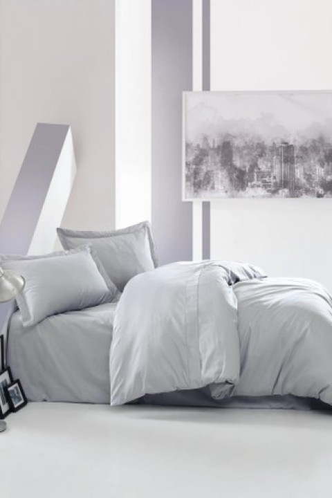 Cotton Box Elegant Stripe Çift Kişilik Nevresim Takımı Saten Gri