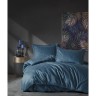 Cotton Box Elegant Stripe Çift Kişilik Nevresim Takımı Saten Mavi