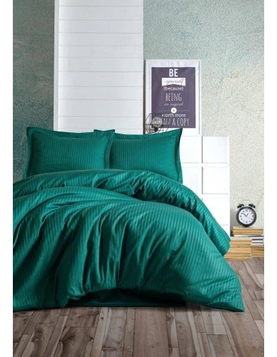 Cotton Box Elegant Stripe Çift Kişilik Nevresim Takımı Saten Petrol Cotton Box Elegant Stripe Çift Kişilik Nevresim Takımı Saten Petrol