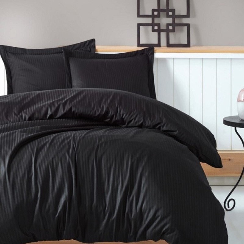 Cotton Box Elegant Stripe Çift Kişilik Nevresim Takımı Saten Siyah Cotton Box Elegant Stripe Çift Kişilik Nevresim Takımı Saten Siyah