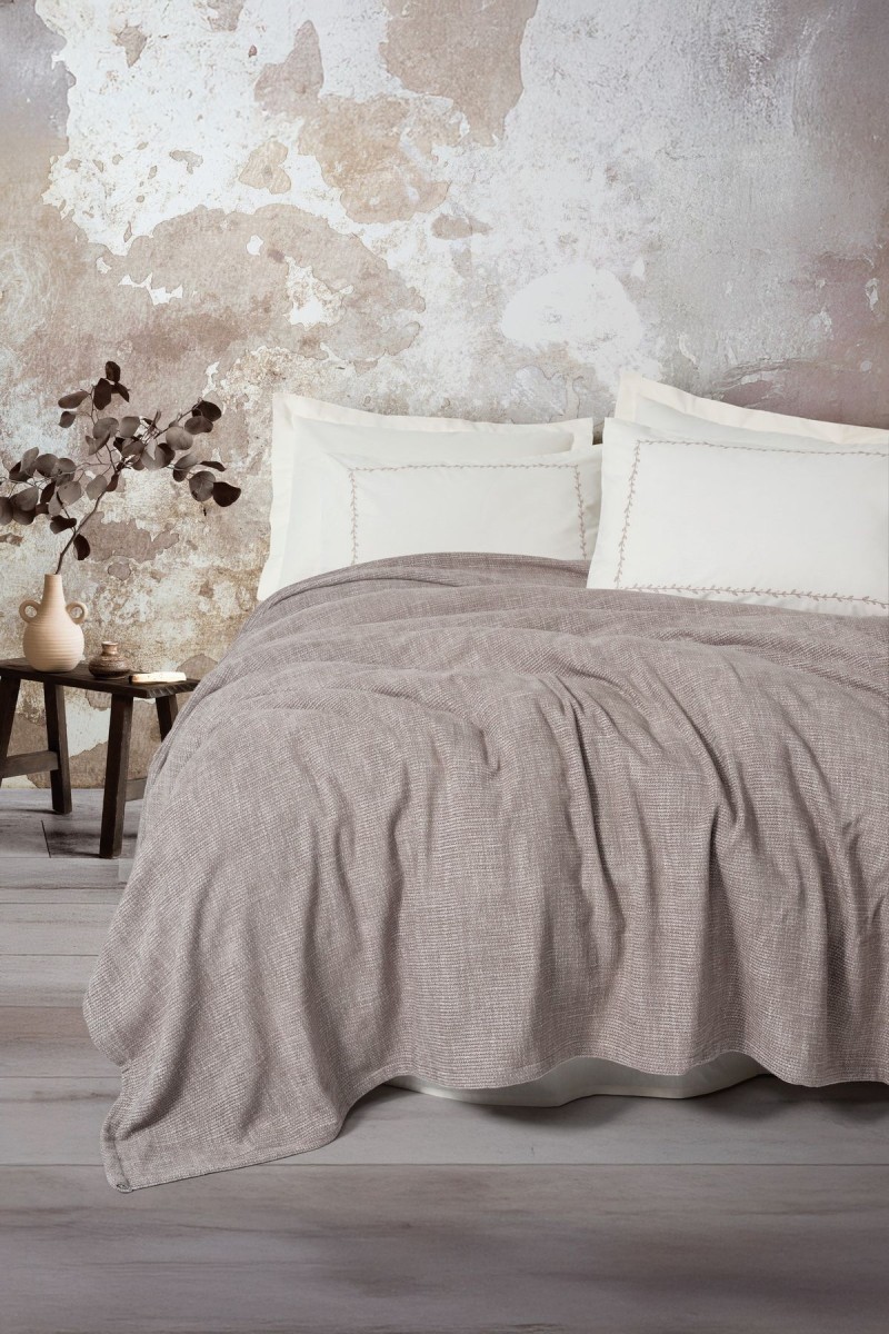 Cotton Box Embrova Çift Kişilik Pike Takımı Şönil Loom Bej
