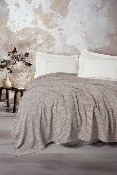 Cotton Box Embrova Çift Kişilik Pike Takımı Şönil Loom Bej