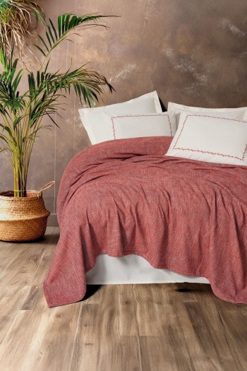 Cotton Box Embrova Çift Kişilik Pike Takımı Şönil Loom Bordo