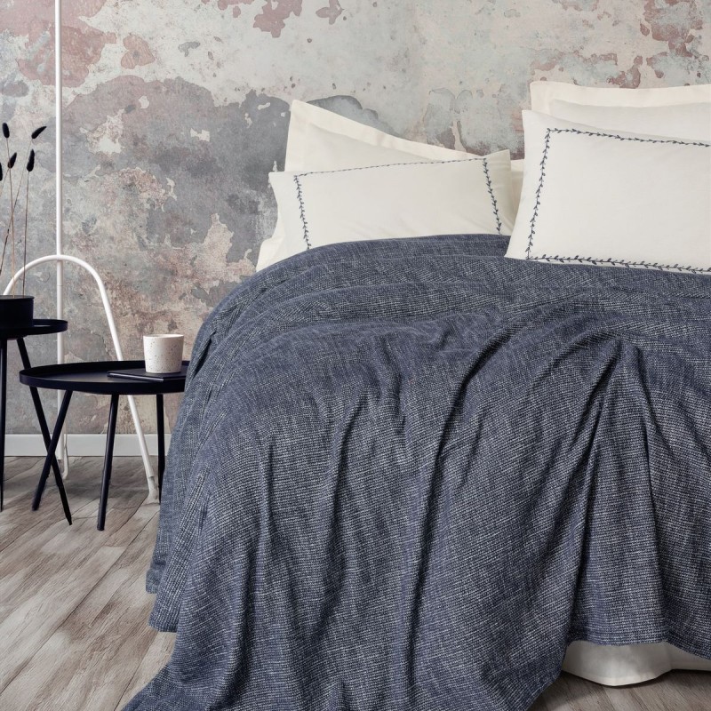 Cotton Box Embrova Çift Kişilik Pike Takımı Şönil Loom Lacivert