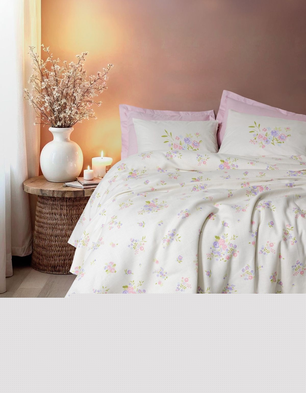 Cotton Box Estiva Çift Kişilik Pike Takımı Petal Pembe Cotton Box Estiva Çift Kişilik Pike Takımı Petal Pembe