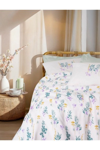 Cotton Box Estiva Çift Kişilik Pike Takımı Twig Mint