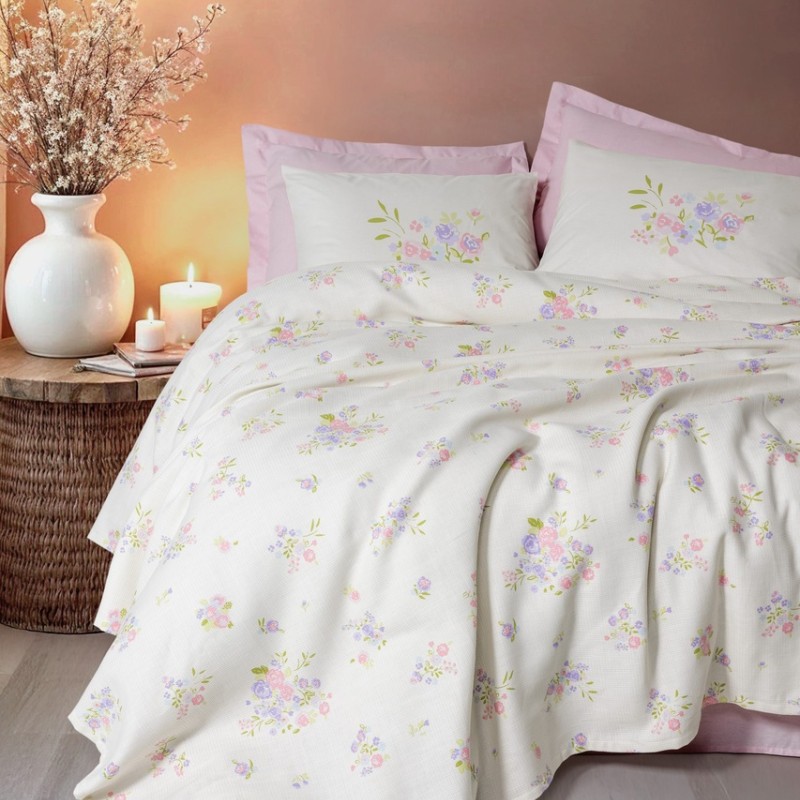 Cotton Box Estiva Tek Kişilik Pike Takımı Petal Pembe