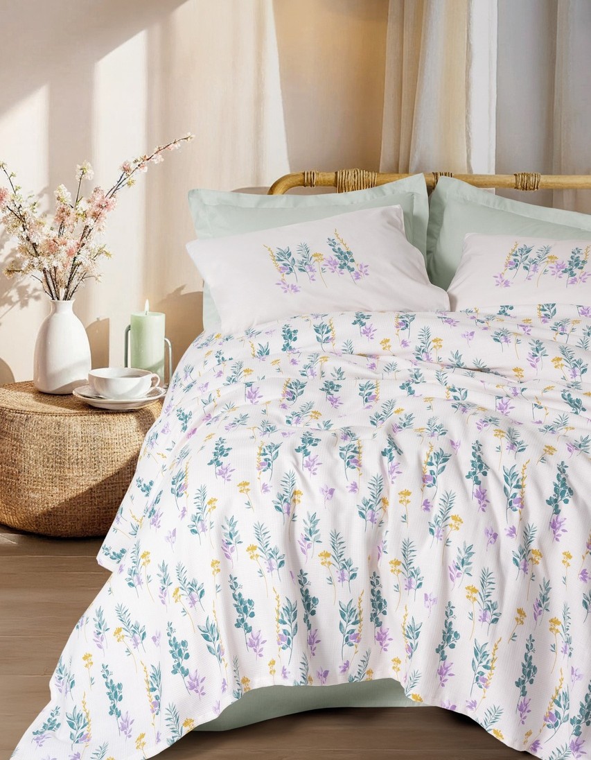 Cotton Box Estiva Tek Kişilik Pike Takımı Twig Mint